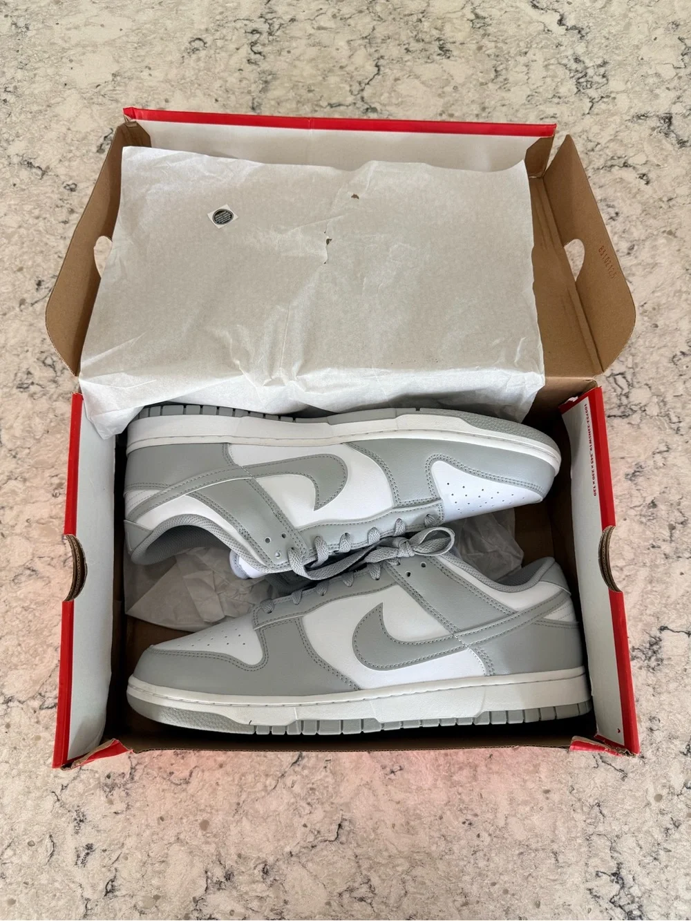 NEW - Nike Dunk Low Light Smoke Grey & White Sneakers Size 13M - HF5441-105